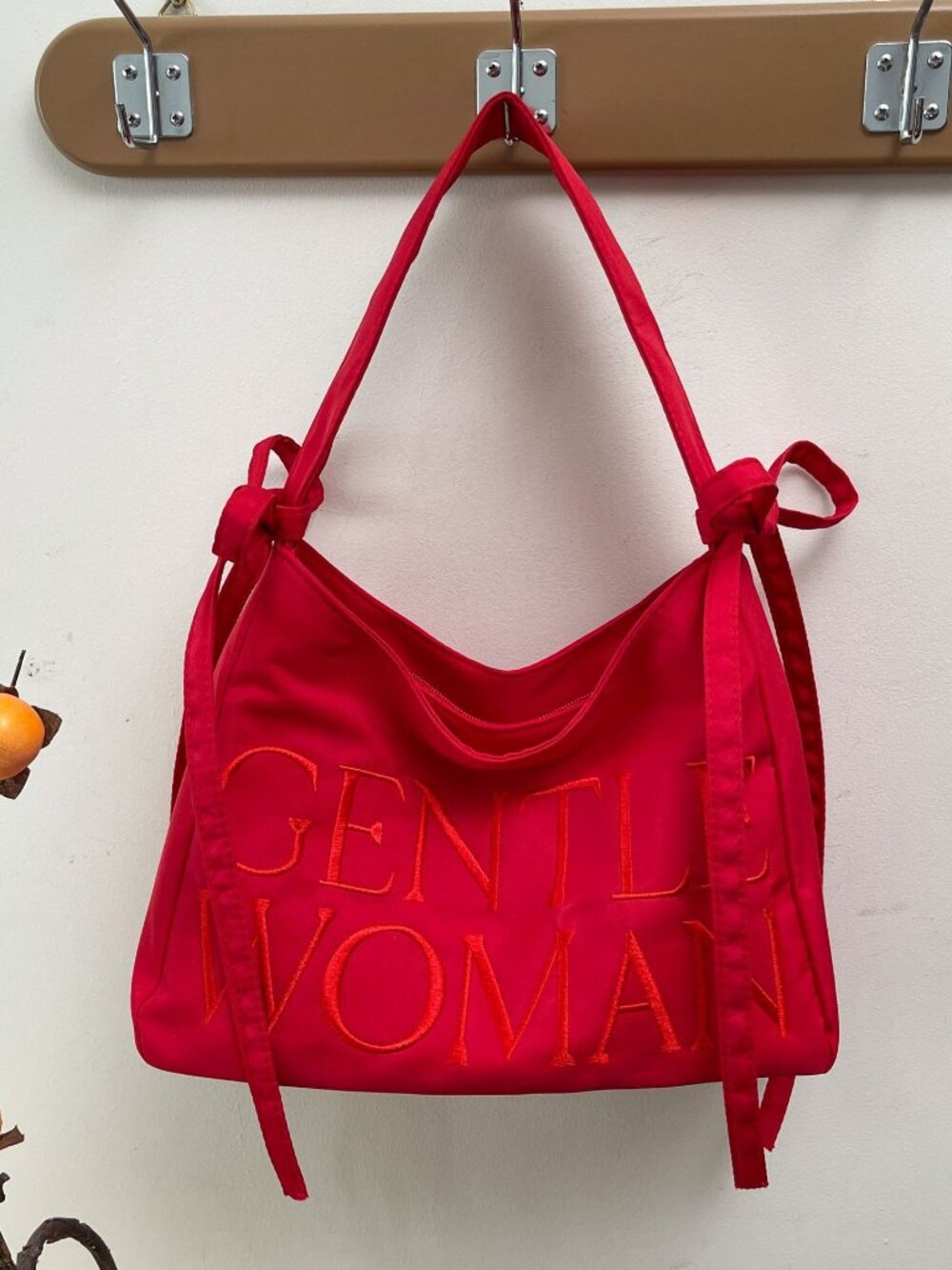 Red Nylon Bow Shoulder Bag Boutique NWOT